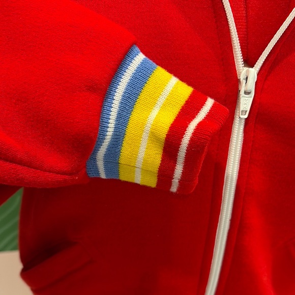❤️🤍💛🩵❤️ Vintage 70s/80s Red AthleticJacket with Striped Cuffs ❤️🤍💛🩵❤️ - Picture 4 of 7